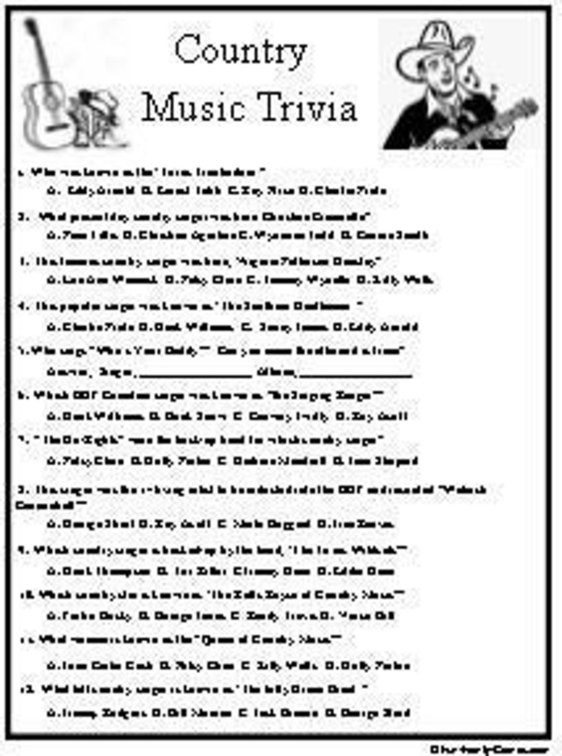 Country Music Trivia, Plus Name That Tune - Etsy Canada