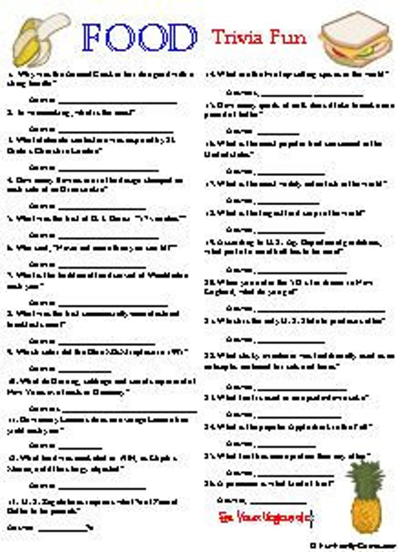 Foods, Instant-Food items and Foodstuff Mascot Trivia photo regarding Food Trivia Questions and Answers Printable named Foods, Instantaneous-Food stuff and Food items Mascot Trivia