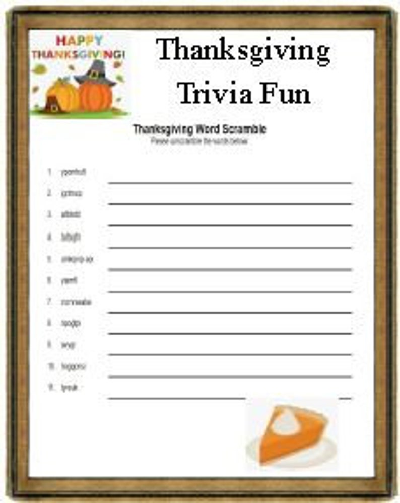 Thanksgiving Trivia Fun - Etsy