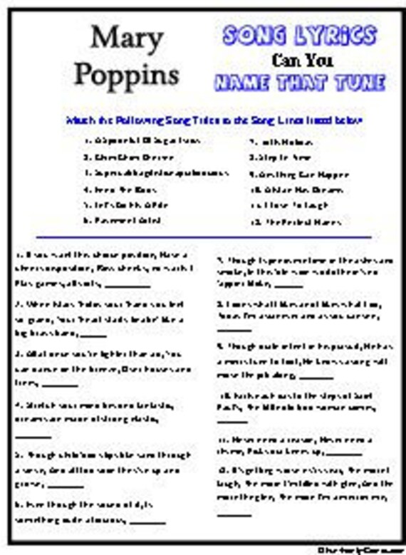 Mary Poppins Trivia Etsy