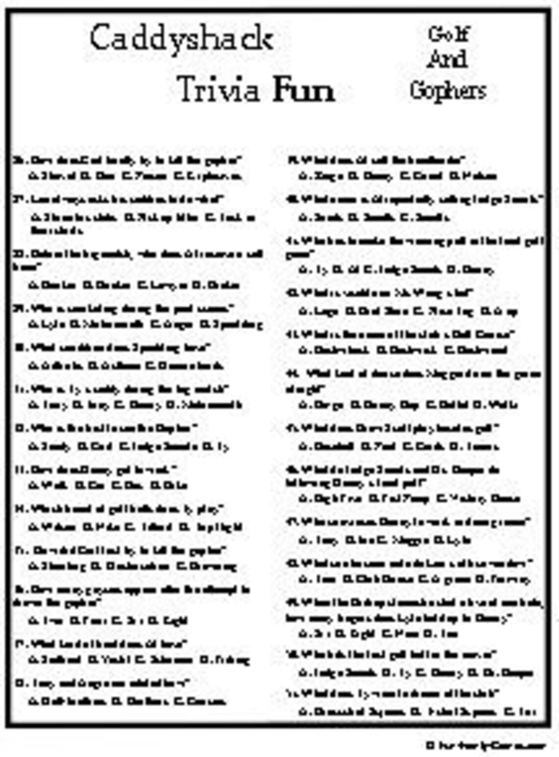 Caddyshack Trivia Fun Etsy