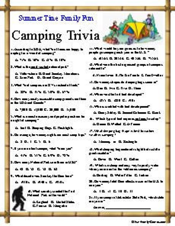 Camping Trivia and Games | Etsy