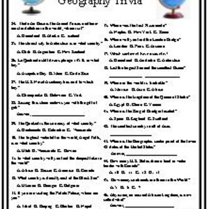 World Geography Trivia - Etsy