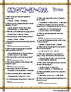 Know it All Trivia, there is always someone that Knows it All!