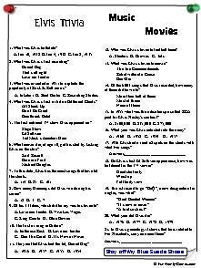 Elvis Trivia, Elvis Movies Trivia, and Elvis Love Songs Trivia