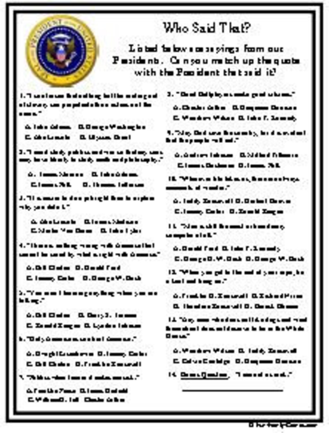Presidents Trivia - Etsy