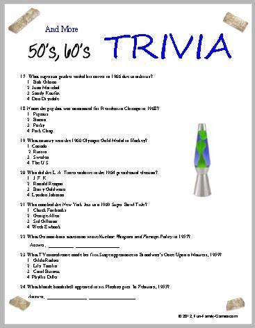 50's 60's Trivia, - Etsy