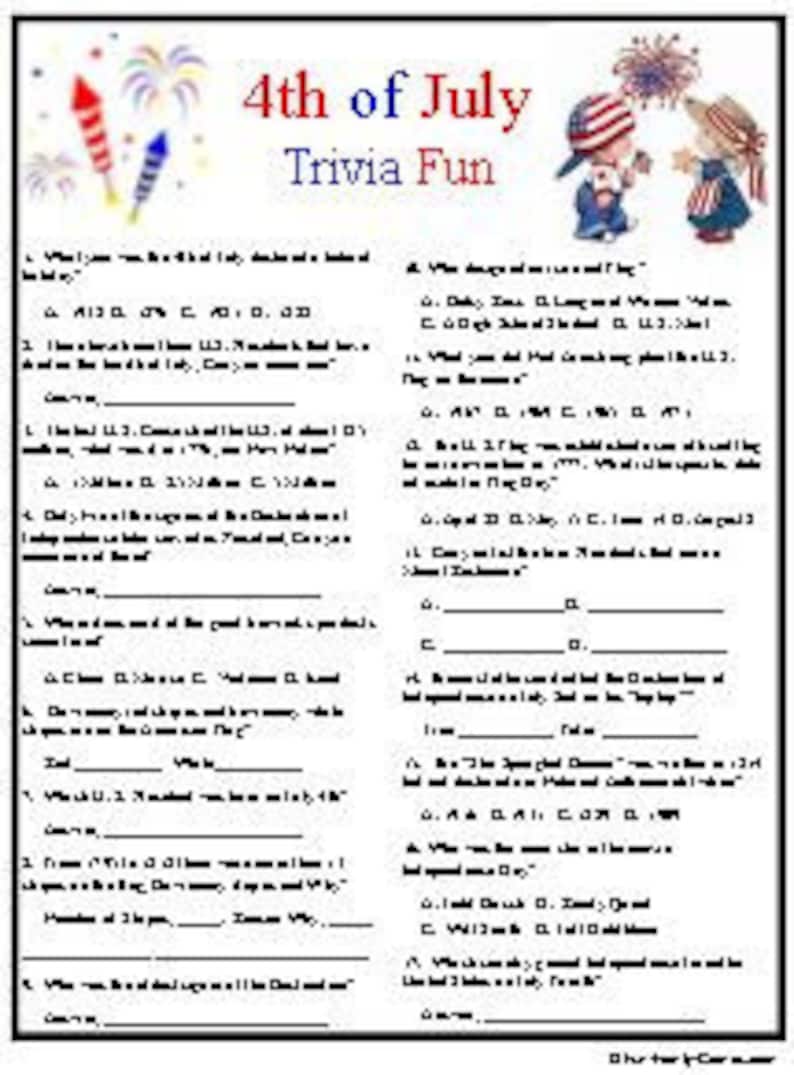 July 4 Trivia Questions And Answers Fourth of July Trivia Game Fourth
