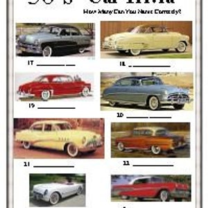 50's Car Trivia - Etsy