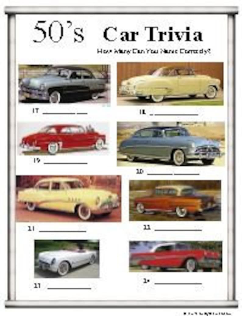 50's Car Trivia Etsy