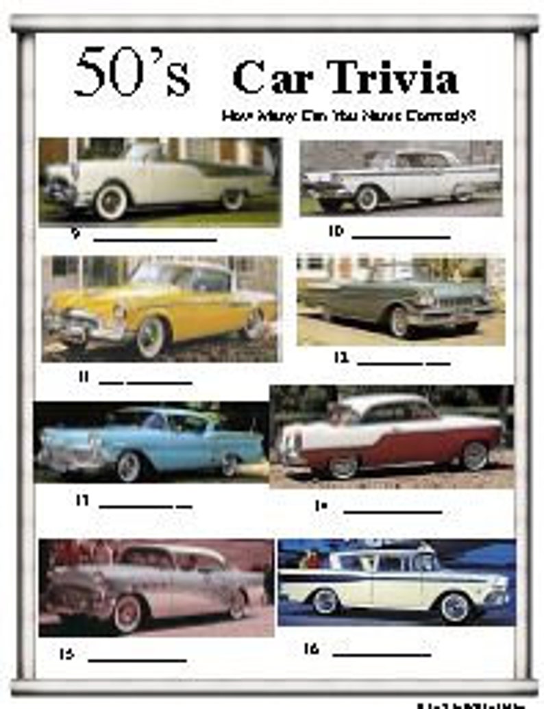 50's Car Trivia - Etsy