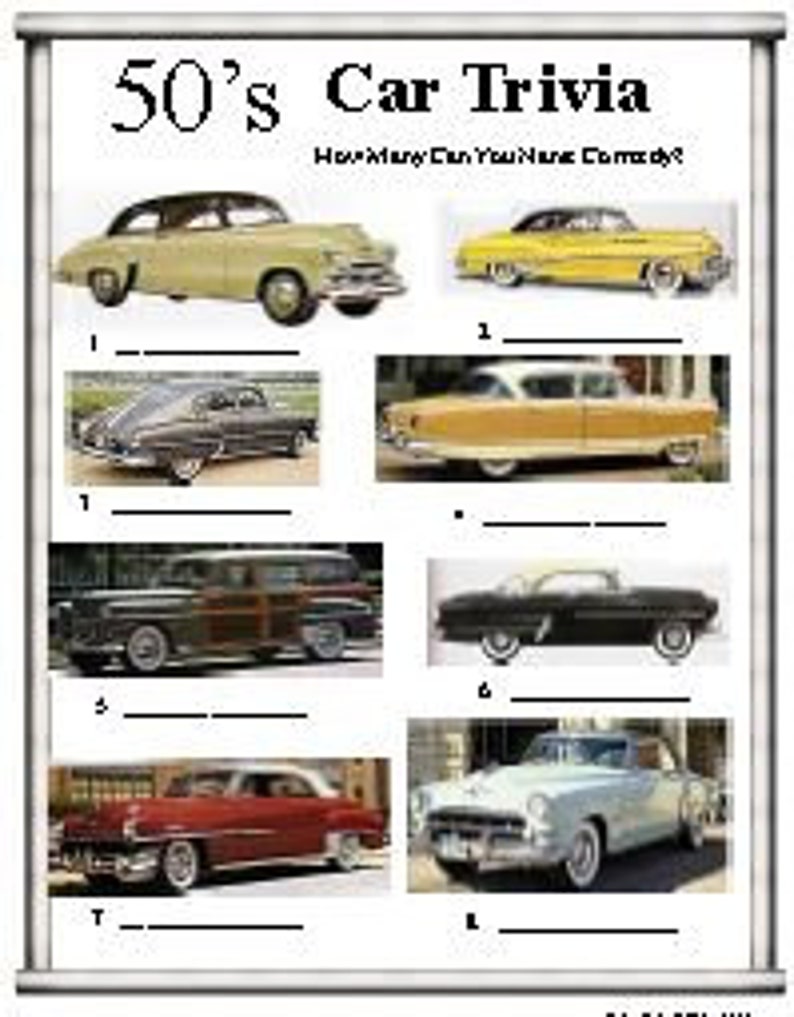 50's Car Trivia Etsy