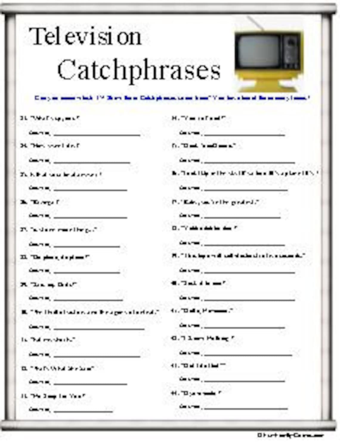 TV Shows Catchphrases Etsy