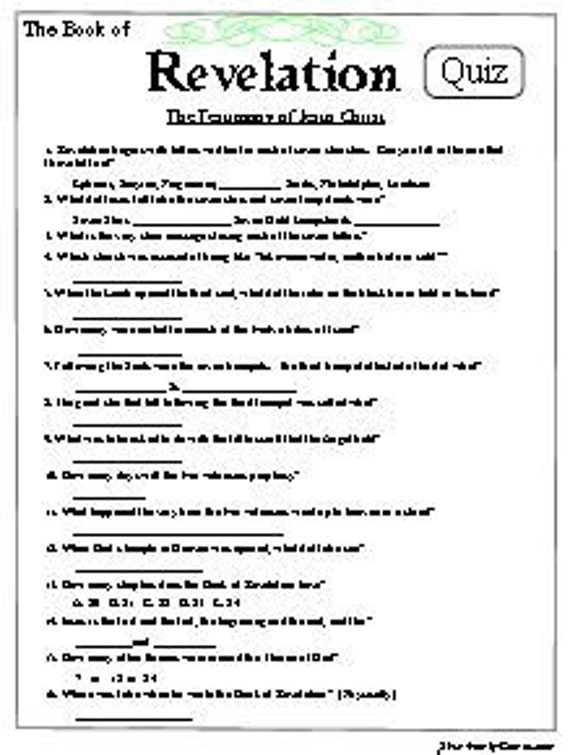 The Book Of Revelation Trivia Quiz Etsy