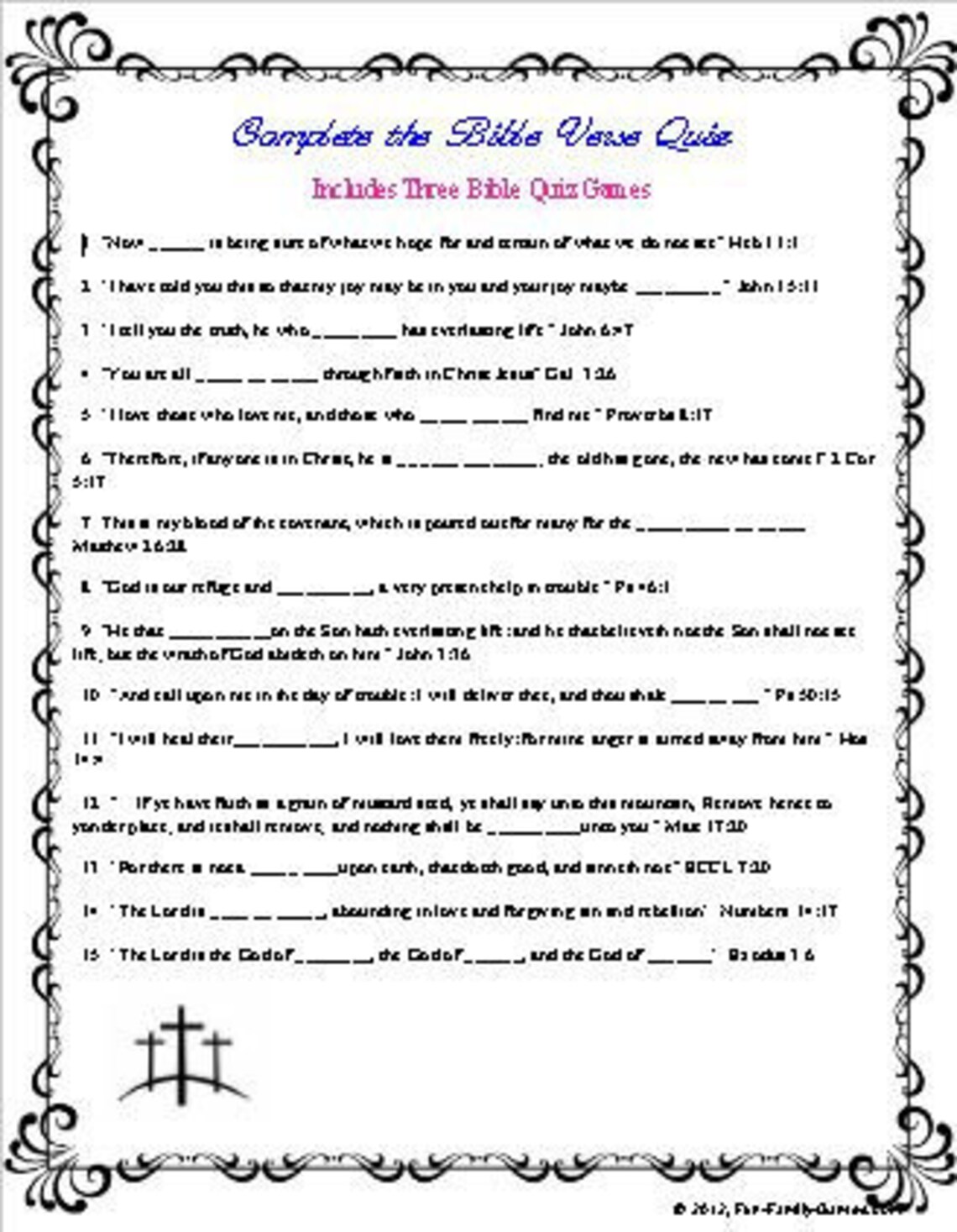 Complete the Bible Verse Quiz, and Bible Stories Quiz - Etsy