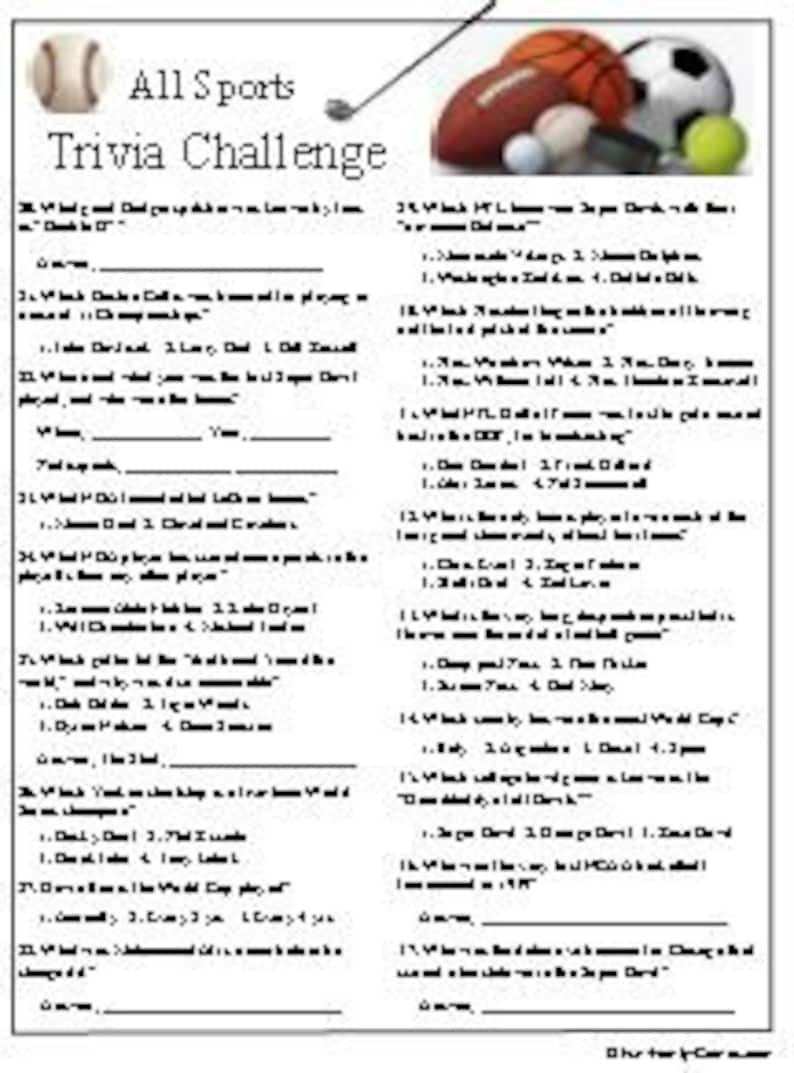 All Sports Trivia Challenge Etsy