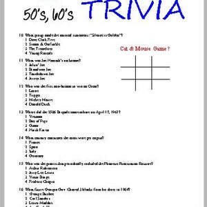 50's 60's Trivia, - Etsy