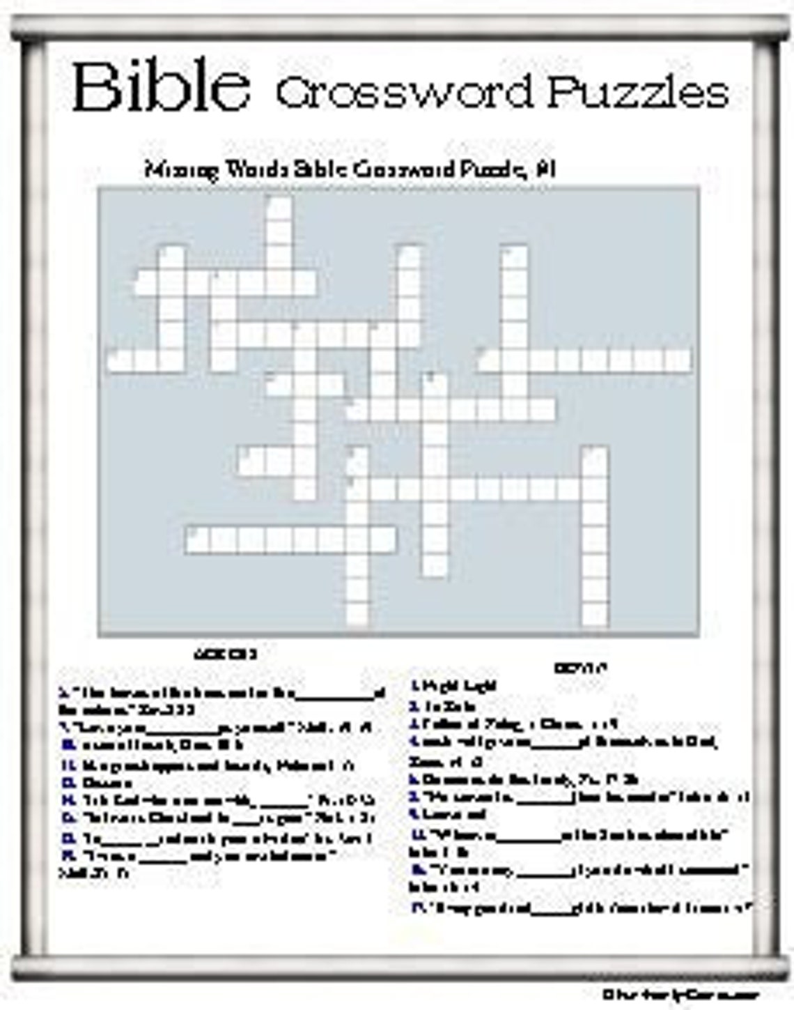 Bible Crossword Puzzles, Clues Include Bible Verse Locations. Etsy