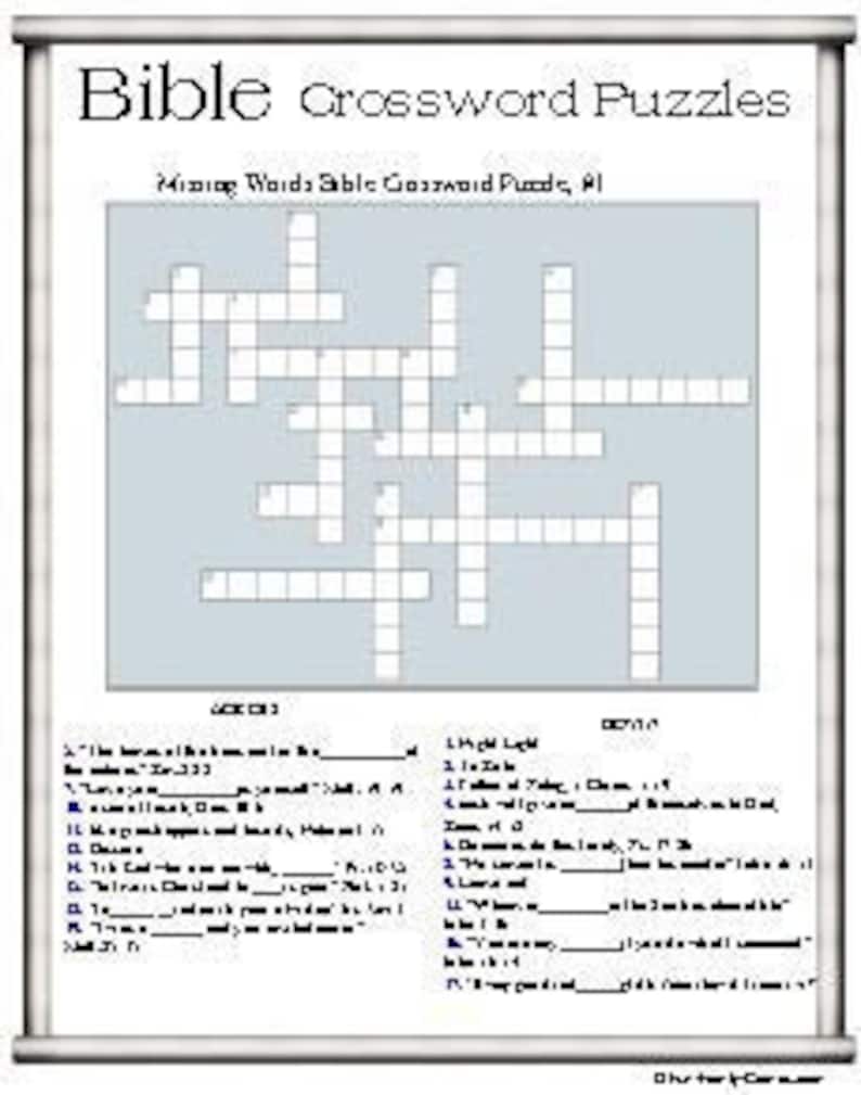 Bible Crossword Puzzles, Clues Include Bible Verse Locations. Etsy