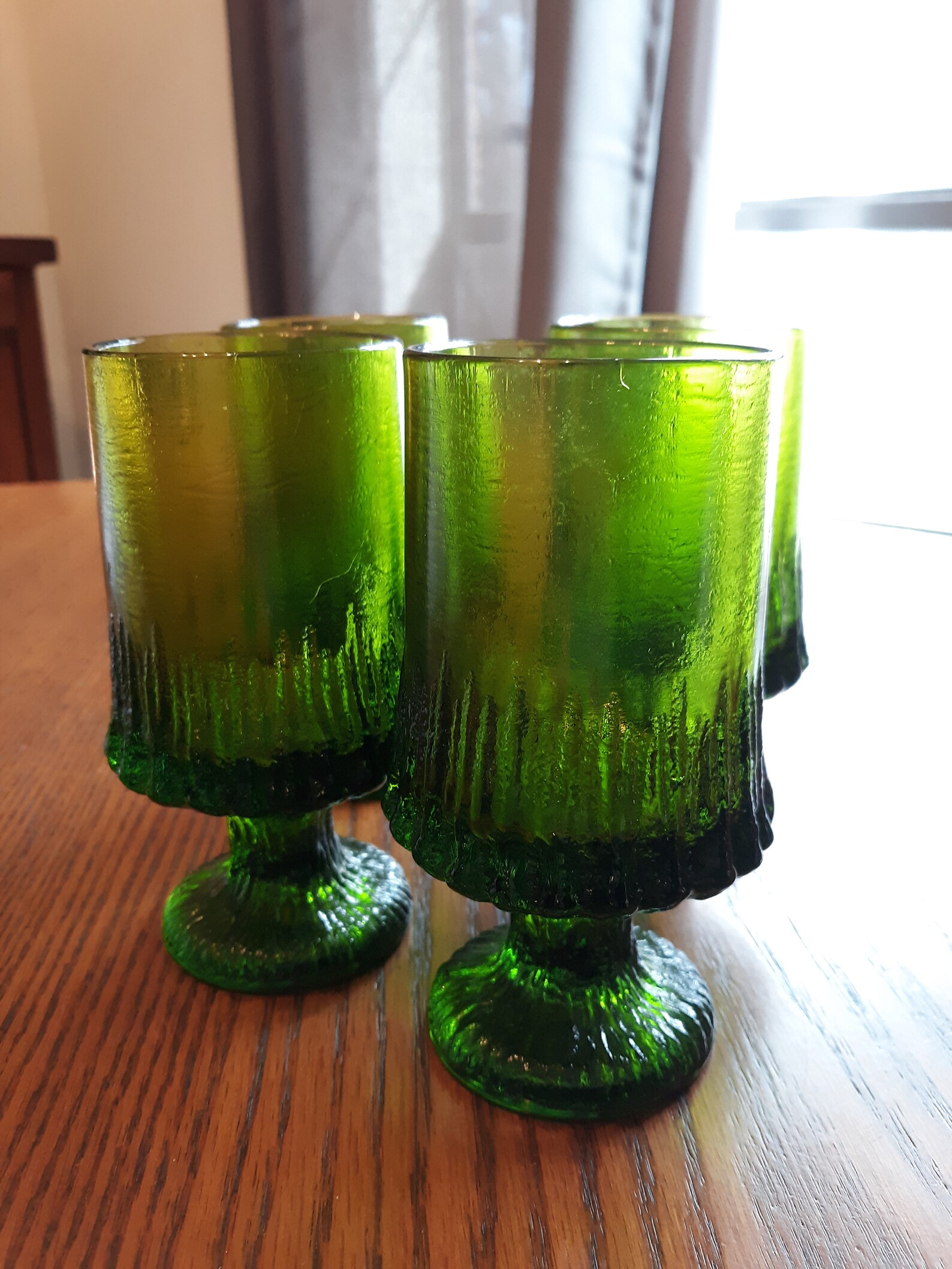 4 Vintage Emerald Green Sculptura II Wine Glasses by Smith Etsy