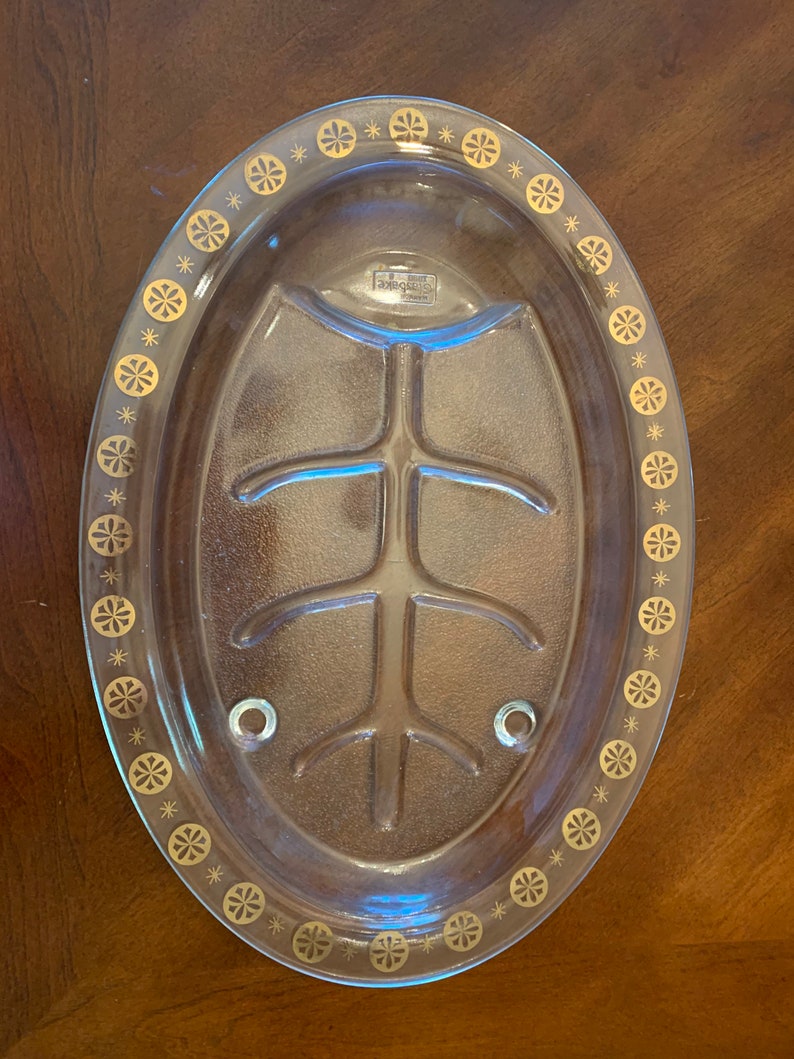 Large Vintage Meat Platter by Glasbake Etsy