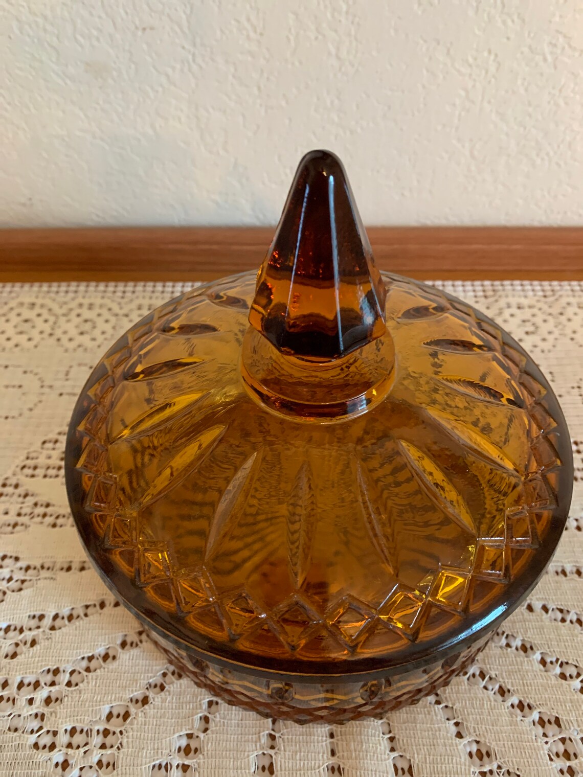 Amber Candy Dish with Lid Princess by Indiana Glass Etsy
