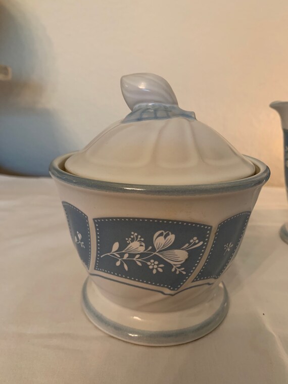 by Noritake Stoneware Victory Blue Creamer and Sugar Bowl Dining & Serving Serving Odds & Ends