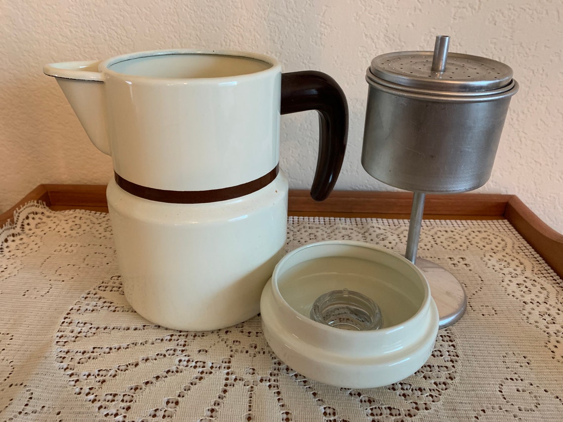 Vintage Enamel Coffee Pot Made in Japan Etsy
