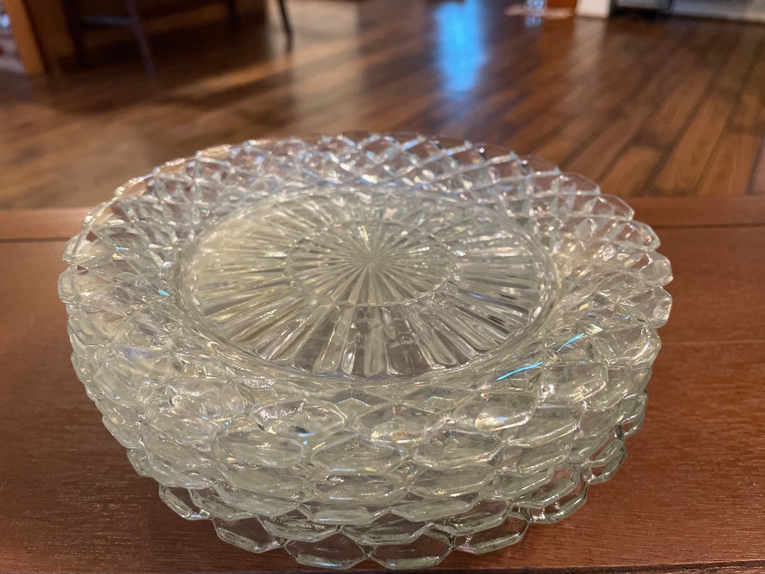 6 Depression Glass Salad Plates Waterford waffle Etsy