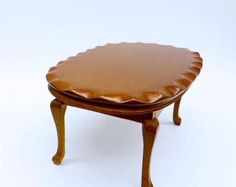 Dollhouse Miniature Wooden Walnut Oval  Dinning Table 1:12 Scale
