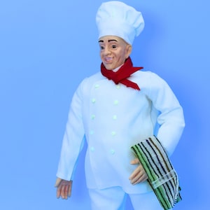 Dollhouse Miniature Porcelain Chef Doll 1:12 Scale