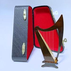 Dollhouse Miniature Wooden Hand- crafted Celtic  Irish Harp 1:12 Scale