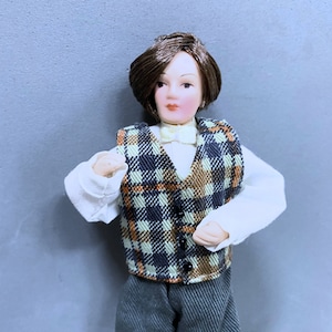 Dollhouse Miniature Dressed  Porcelain Male Doll 1:12 Scale