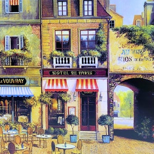 Dollhouse Miniature Paris Street Mural Wallpaper 1:12 Scale
