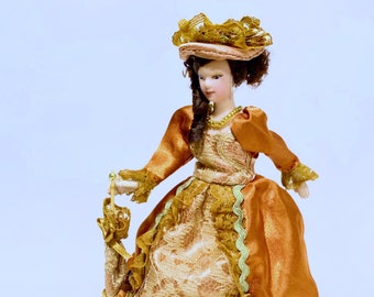 Miniature De Pot De Chambre Victorien Vintage – Porcelaine Blanche Et Dorée, Pour Poupée (6 X 17 Cm)