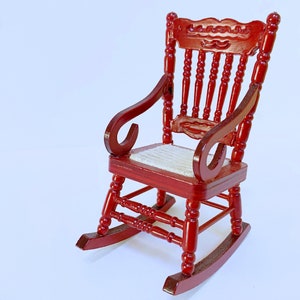 Dollhouse Miniature Wooden Mahogany Rocking Chair