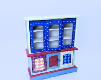 Dollhouse Miniature Wooden Hand-painted Cupboard 1:12 Scale