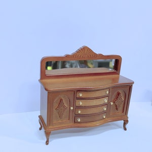 Dollhouse Miniature  Furniture Wooden Walnut  Buffet Side Table