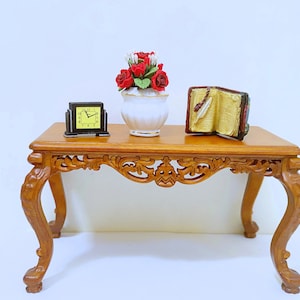 JBM Dollhouse Miniature Hand-Made Wooden Ornate Hall Table 1 :12 Scale