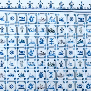 Dollhouse Miniature Blue Delft Tiles / Wallpaper For Kitchen / Bathroom 1 :12 Scale