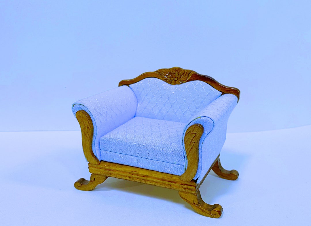 Concord Dollhouse Miniature Arm Chair & Fabric for Jabot / Curtain Kit