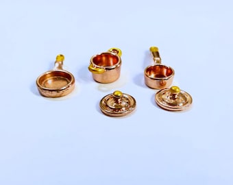 Dollhouse Miniature Copper Casserole  Set 5pcs 1/2 Scale