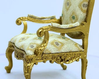 Dollhouse Miniature Louis XV  Arm Chair 1:12 Scale