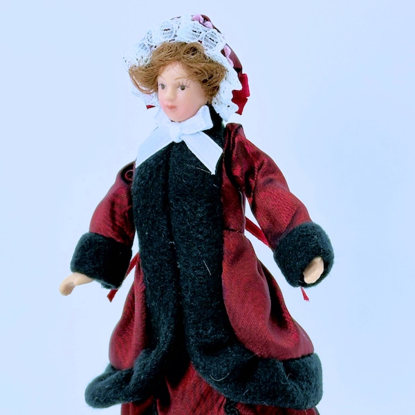 Dollhouse Miniature  Porcelain Victorian Dressed Lady Doll 1:12 Scale