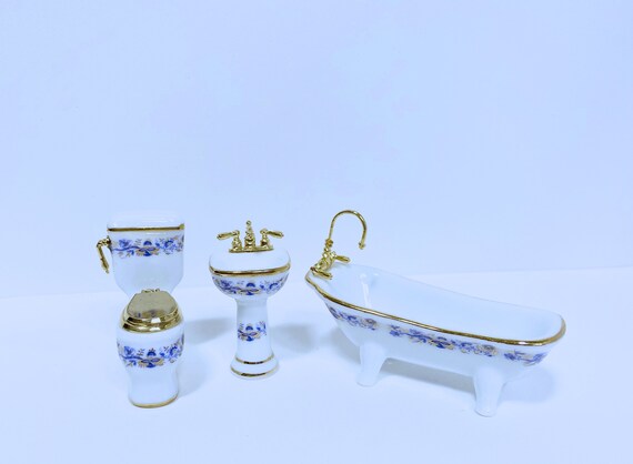 Reutter Porzellan Dollhouse Miniature Porcelain Elegant Blue Onion 1 24 Scale Etsy Australia