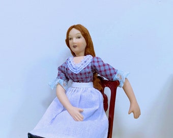 Dollhouse Miniature Porcelain Victorian Servant Girl Doll 1 :12&quot; Scale