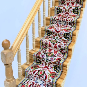 Dollhouse Miniature Multi - Floral  Stair / Hallway Runner