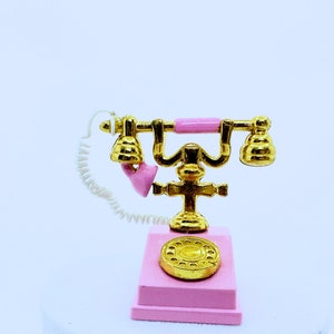 Puppenhaus Miniatur Rosa Antikes Französisches Telefon Maßstab 1:12