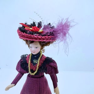 Dollhouse Miniature Dressed Porcelain Victorian Doll 1:12