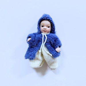 Dollhouse Miniature  Dressed Porcelain  Baby Boy doll 1: 12
